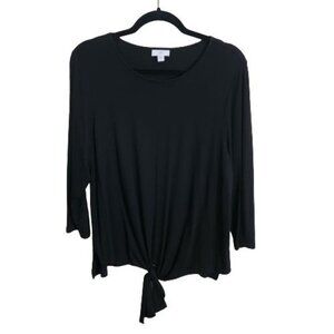 J. Jill Jersey Knit Black Tie Front Top Size S